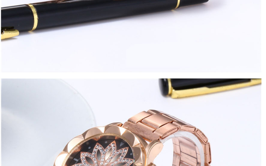 Fashion Black Rose Quartz Watch With Diamonds,Ladies Watches