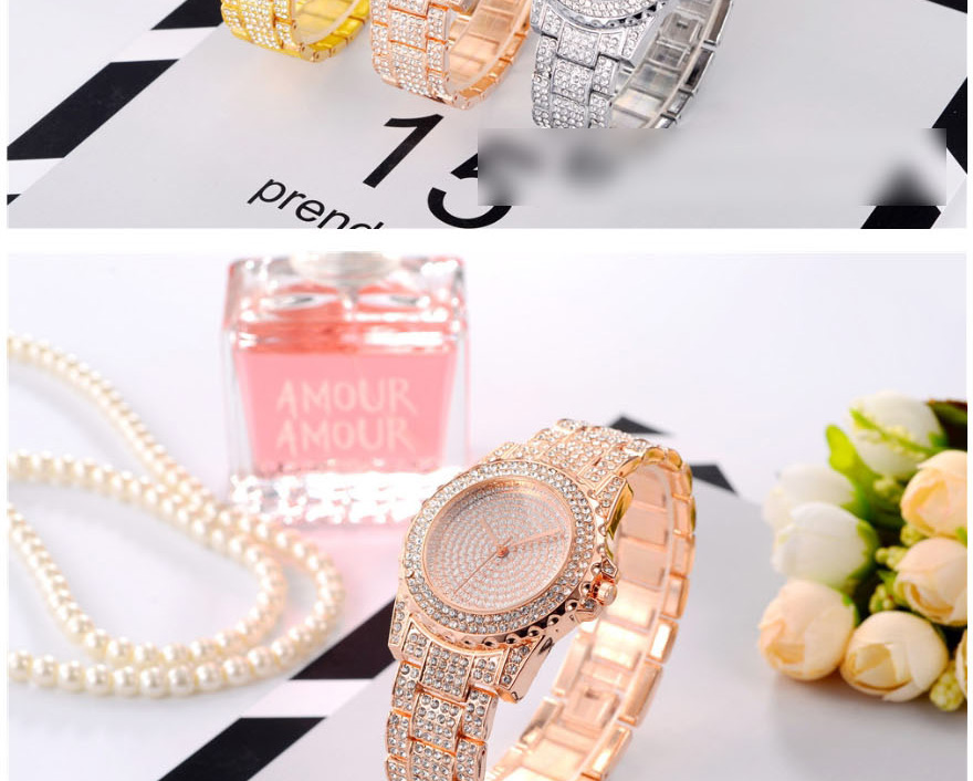 Fashion Rose Gold Brilliant Star-studded Diamond Watch,Ladies Watches