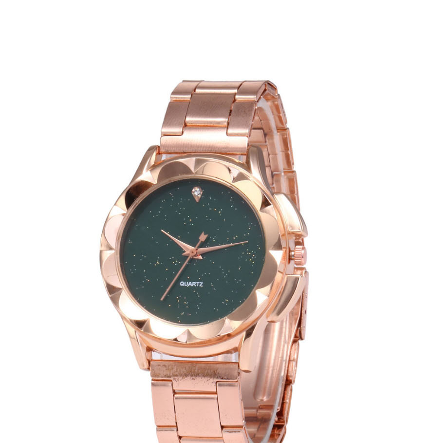 Fashion Green Quartz Watch With Diamonds And Steel Band,Ladies Watches