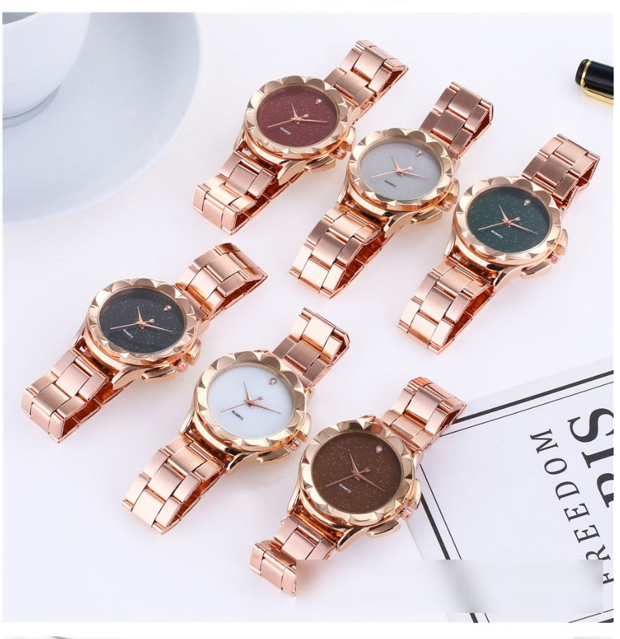 Fashion Brown Quartz Watch With Diamonds And Steel Band,Ladies Watches
