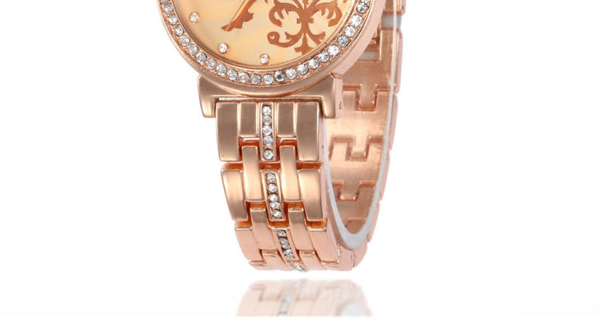 Fashion Silver Rose Quartz Watch With Diamonds,Ladies Watches
