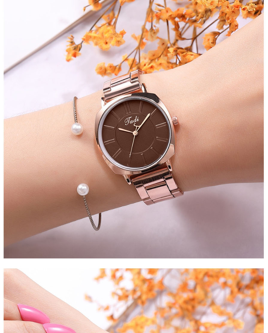 Fashion Brown Surface Graduated Quartz Steel Band Alloy Watch,Ladies Watches