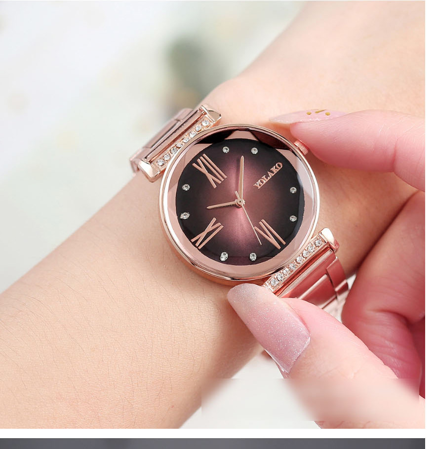 Fashion Red Gradient Quartz Watch With Diamonds,Ladies Watches