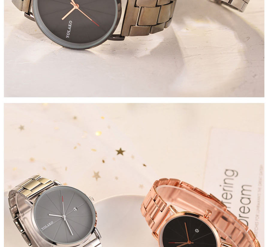 Fashion Silver With Gray Surface Steel Strap Ultra-thin Calendar Men