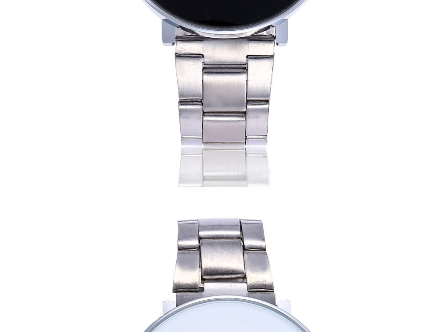 Fashion Silver With White Surface Large Dial Turntable Steel Band Quartz Pair Watch,Ladies Watches