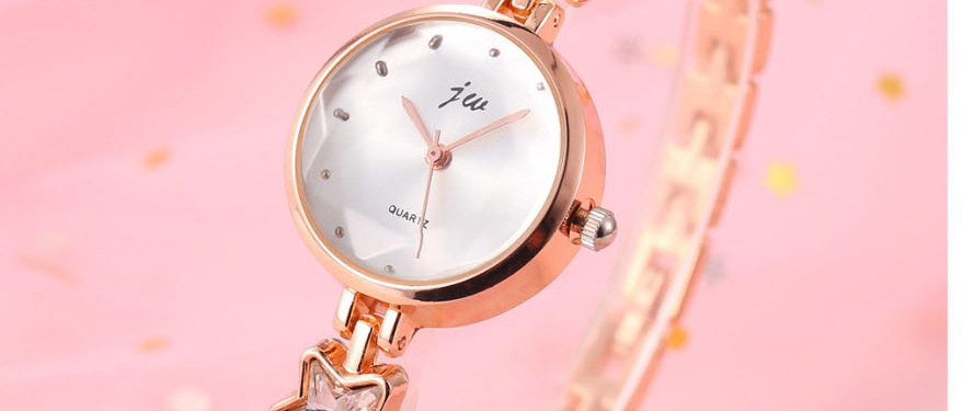 Fashion Golden Quartz Bracelet Pentagram Diamond Steel Watch,Ladies Watches