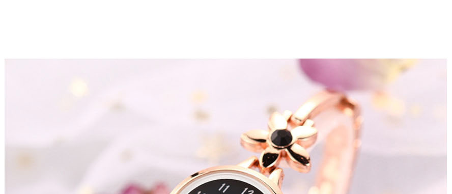 Fashion Gold + Black Face Flower Bracelet Diamond Bracelet Watch,Ladies Watches