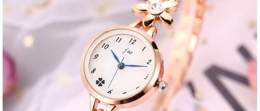 Fashion Silver + White Flower Bracelet Diamond Bracelet Watch,Ladies Watches