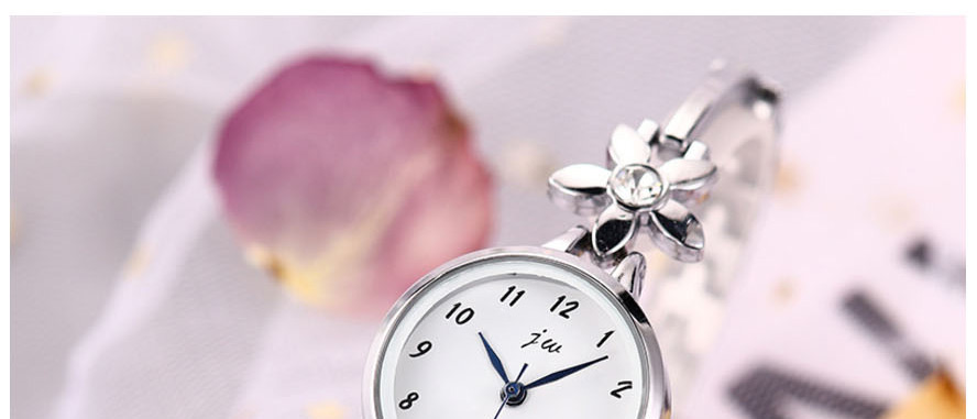 Fashion Golden + White Flower Bracelet Diamond Bracelet Watch,Ladies Watches