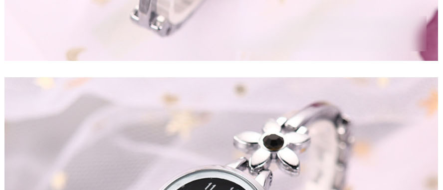 Fashion Golden + White Flower Bracelet Diamond Bracelet Watch,Ladies Watches