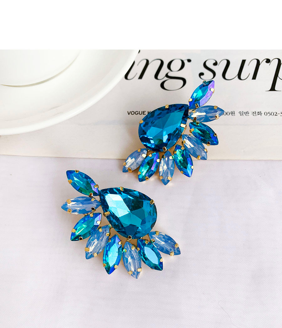 Fashion Blue Alloy Stud Earrings With Diamonds,Stud Earrings