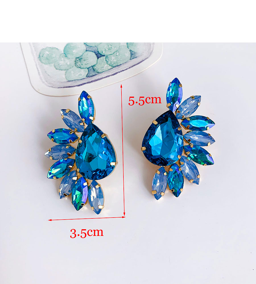 Fashion Blue Alloy Stud Earrings With Diamonds,Stud Earrings