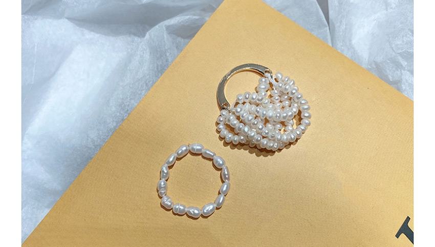 Fashion Multi-layer (cotton) White Freshwater Pearl Hand-woven Cotton Woven Multilayer Winding Ring,Fashion Rings