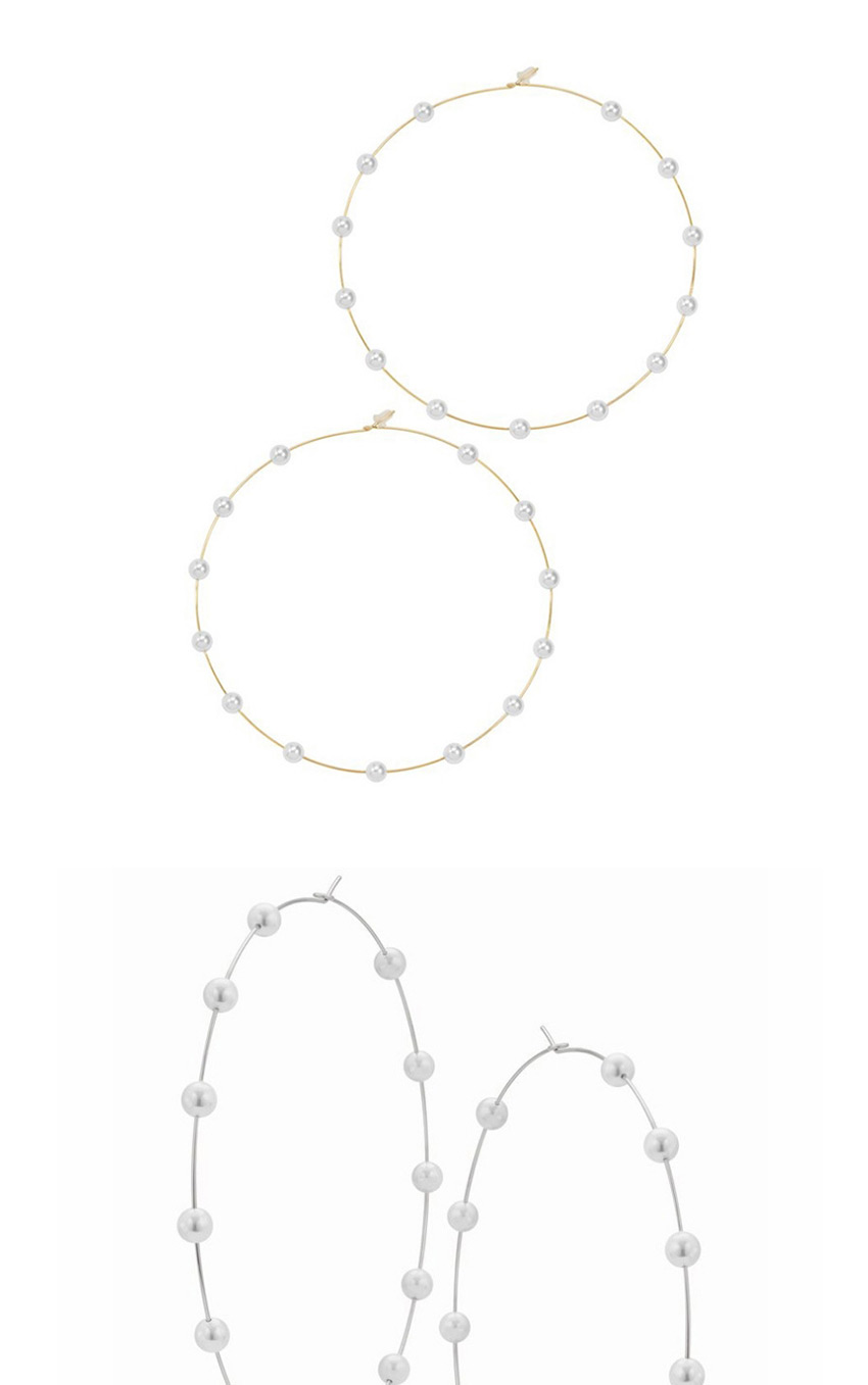 Fashion Silver Pearl Large Circle Earrings,Hoop Earrings