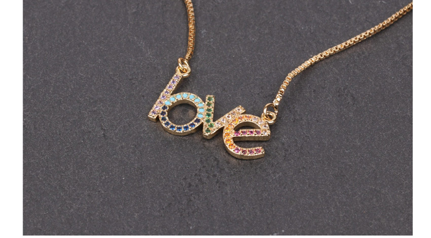 Fashion Color Letter Micro Inlaid Zircon Hollow Clavicle Chain,Necklaces