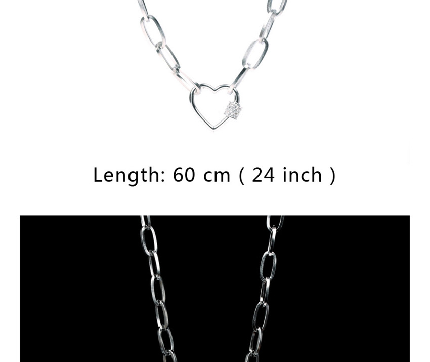 Fashion Silver Multi-layer Long Chain Micro-inlaid Zircon Lock Love Necklace,Necklaces