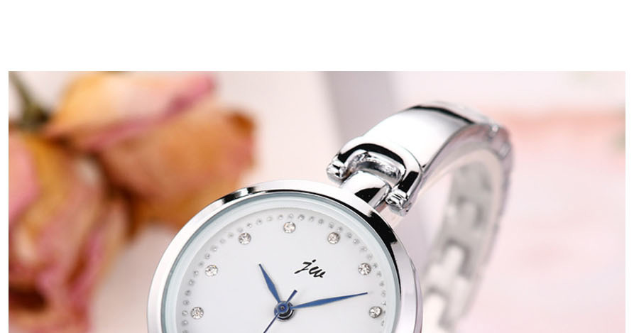Fashion Silver + Pink Diamond Bracelet Stainless Steel Band Quartz Bracelet Watch,Ladies Watches