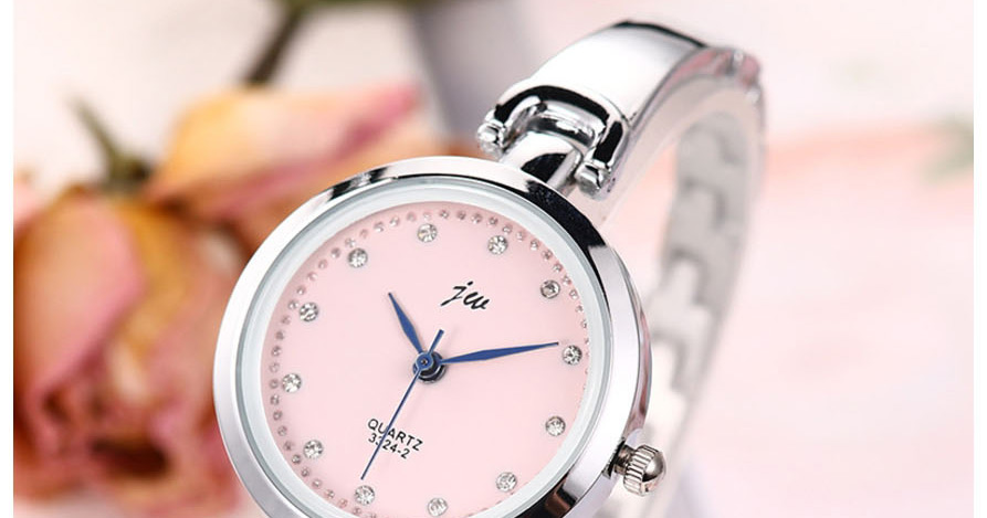Fashion Golden + Pink Diamond Bracelet Stainless Steel Band Quartz Bracelet Watch,Ladies Watches