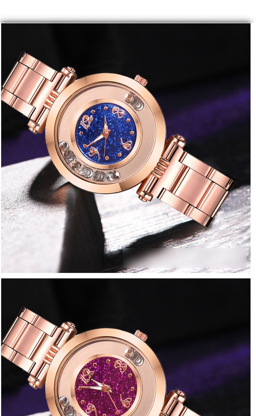 Fashion Pink Quartz Watch With Diamonds And Glitter,Ladies Watches