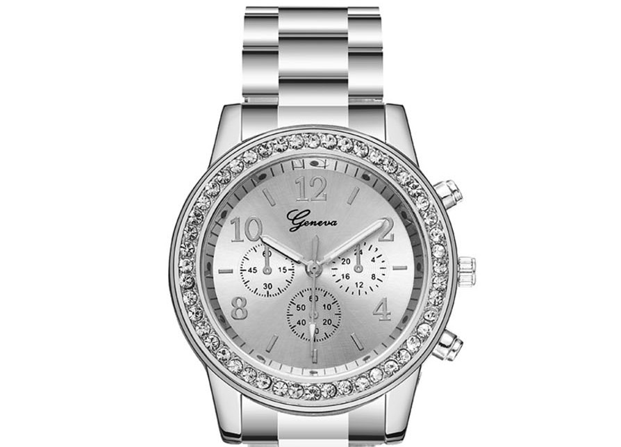 Fashion Silver Quartz Watch With Diamonds And Three Eyes,Ladies Watches
