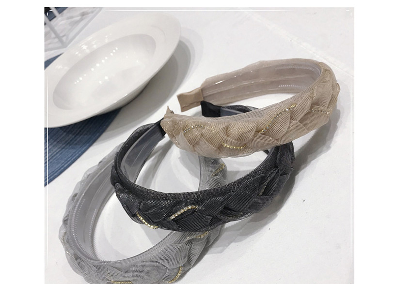 Fashion Off-white Lace Screen Yarn Hand-woven Chain Twist Braid Wide Edge Hair Hoop,Head Band