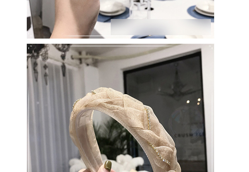 Fashion Off-white Lace Screen Yarn Hand-woven Chain Twist Braid Wide Edge Hair Hoop,Head Band