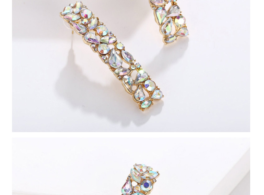 Fashion Golden Geometric Square Full Diamond Alloy Earrings,Stud Earrings