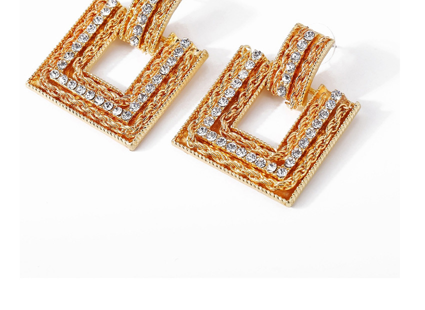 Fashion Golden Geometric Cutout Earrings With Diamonds,Drop Earrings