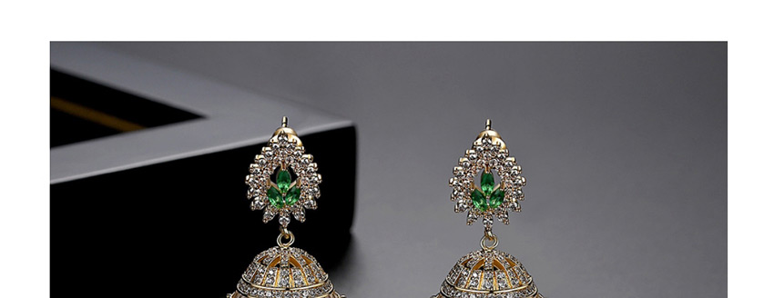 Fashion Green Geometric Beads With Diamond Crystal Beads,Drop Earrings