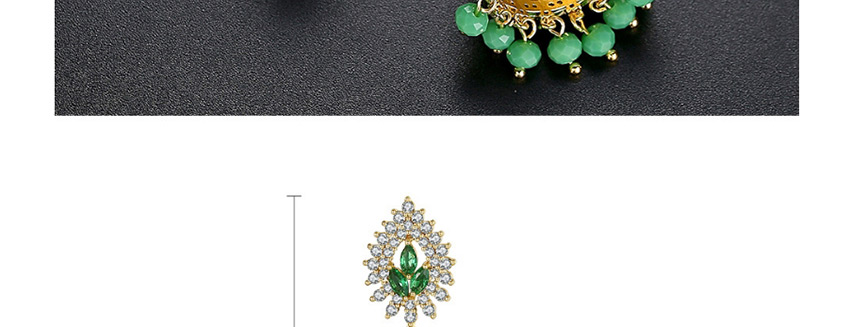 Fashion Green Geometric Beads With Diamond Crystal Beads,Drop Earrings