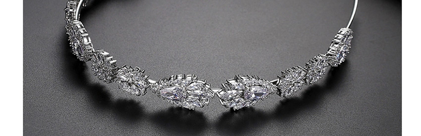 Fashion Platinum Geometric Hollow Headband With Diamonds,Head Band