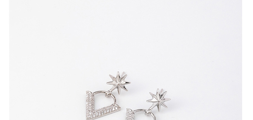 Fashion Silver V-stud Earrings With Diamonds,Drop Earrings