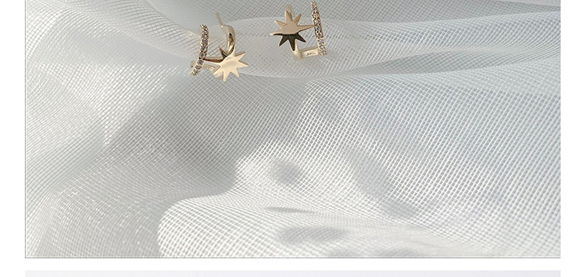 Fashion Golden Star Cutout Double Earrings With Diamonds,Hoop Earrings