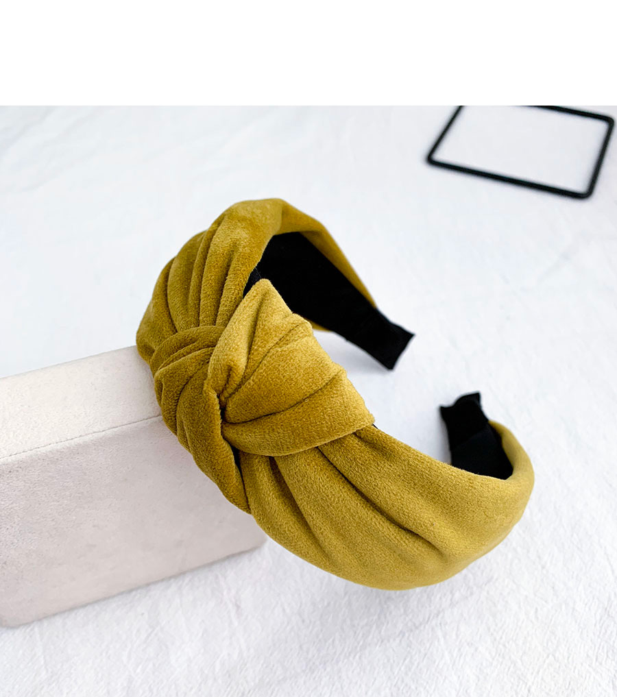 Fashion Mustard Yellow Gold Velvet Knotted Hair Band,Head Band