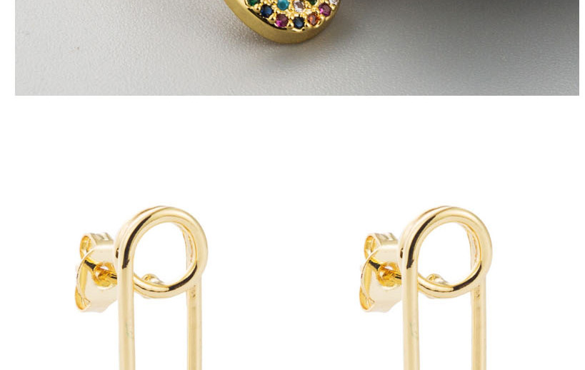 Fashion Color Pin Copper 18k Gold Set With Colored Zircon Earrings,Earrings