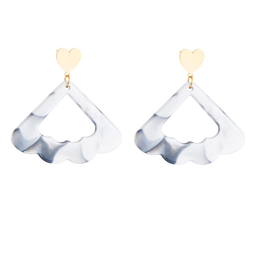 Fashion Blue Acrylic Cutout Triangle Wave Pattern Earrings,Drop Earrings