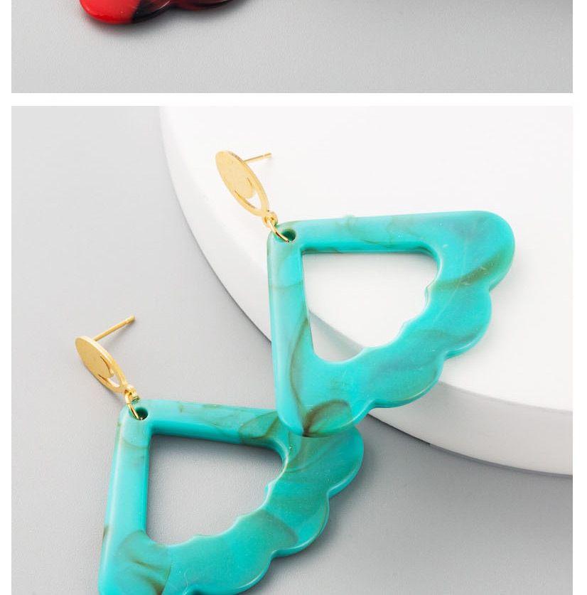 Fashion Blue Acrylic Cutout Triangle Wave Pattern Earrings,Drop Earrings