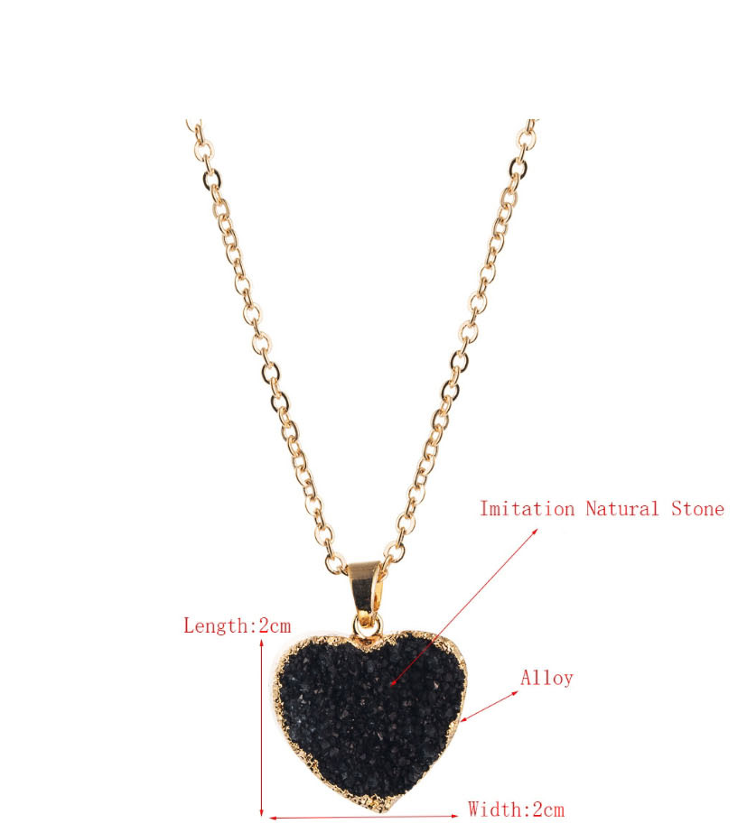 Fashion Green Imitation Natural Stone Heart-shaped Alloy Necklace,Pendants