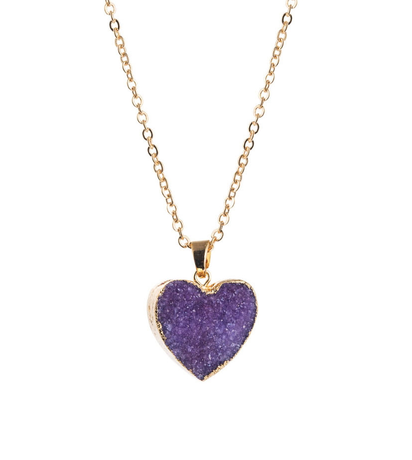 Fashion Green Imitation Natural Stone Heart-shaped Alloy Necklace,Pendants
