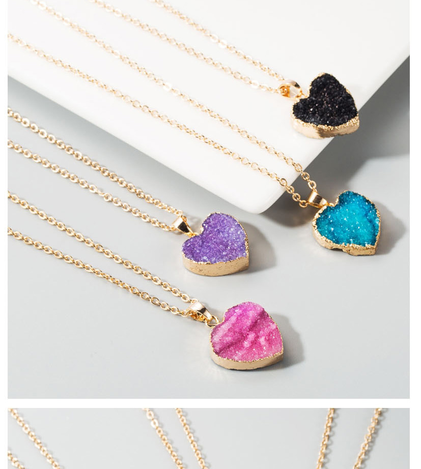 Fashion Rose Red Imitation Natural Stone Heart-shaped Alloy Necklace,Pendants