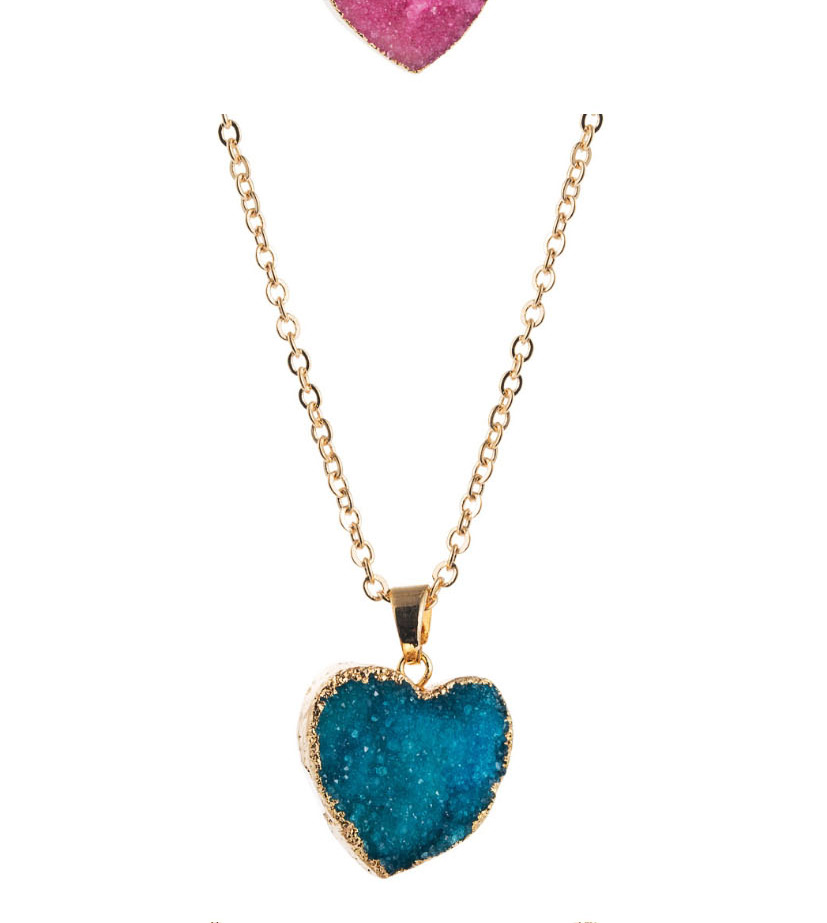 Fashion Rose Red Imitation Natural Stone Heart-shaped Alloy Necklace,Pendants