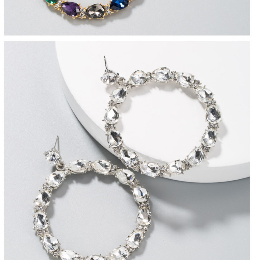 Fashion Color Alloy Pierced Earrings With Rhinestones,Drop Earrings