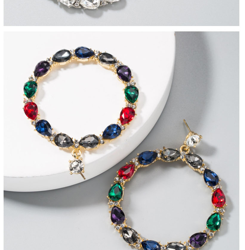 Fashion Color Alloy Pierced Earrings With Rhinestones,Drop Earrings
