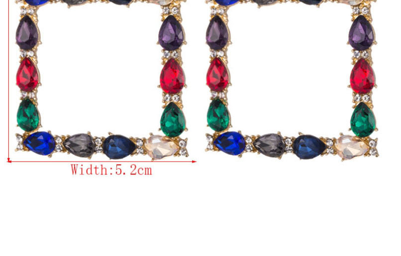 Fashion Color Square Alloy Set With Colored Rhinestone Earrings,Drop Earrings