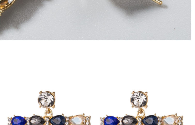 Fashion Color Square Alloy Set With Colored Rhinestone Earrings,Drop Earrings