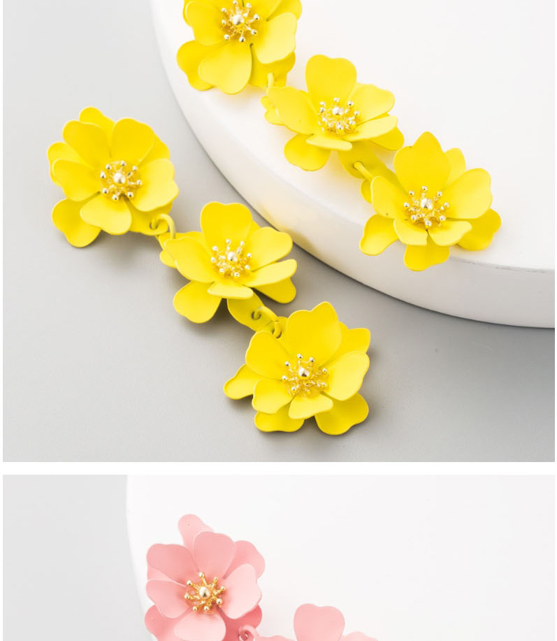 Fashion Yellow Flower Long Metal Earrings,Stud Earrings