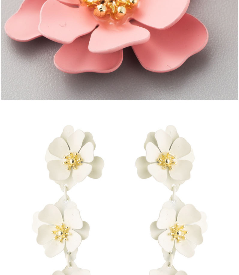 Fashion White Flower Long Metal Earrings,Stud Earrings