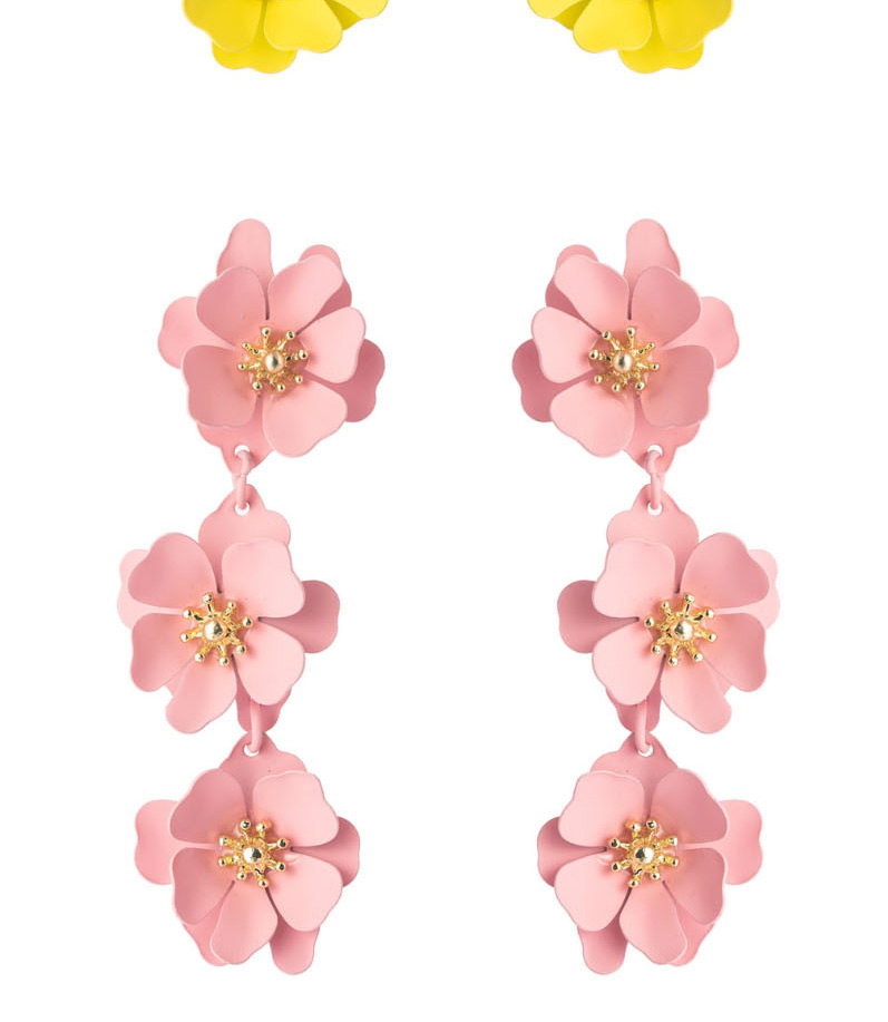 Fashion Yellow Flower Long Metal Earrings,Stud Earrings