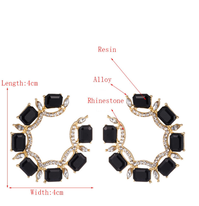 Fashion Black Alloy Stud Earrings With Rhinestones,Stud Earrings