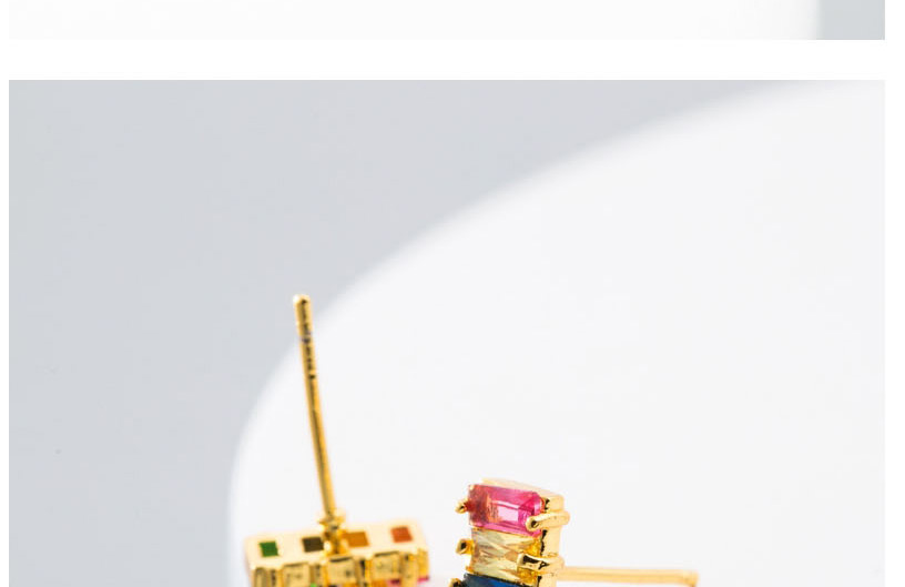 Fashion Color Brass And Color Zirconia Geometric Earrings,Earrings